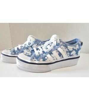 Adidas Nizza Platform Bleached Out Floral Floral Print Sneakers SZ 6 EUC WORN 1X